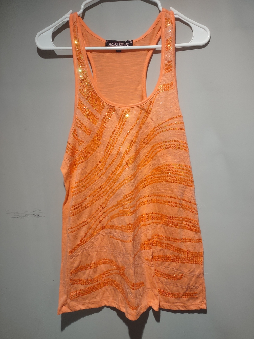 Almost Famous Orange Sequin Racerback Tank